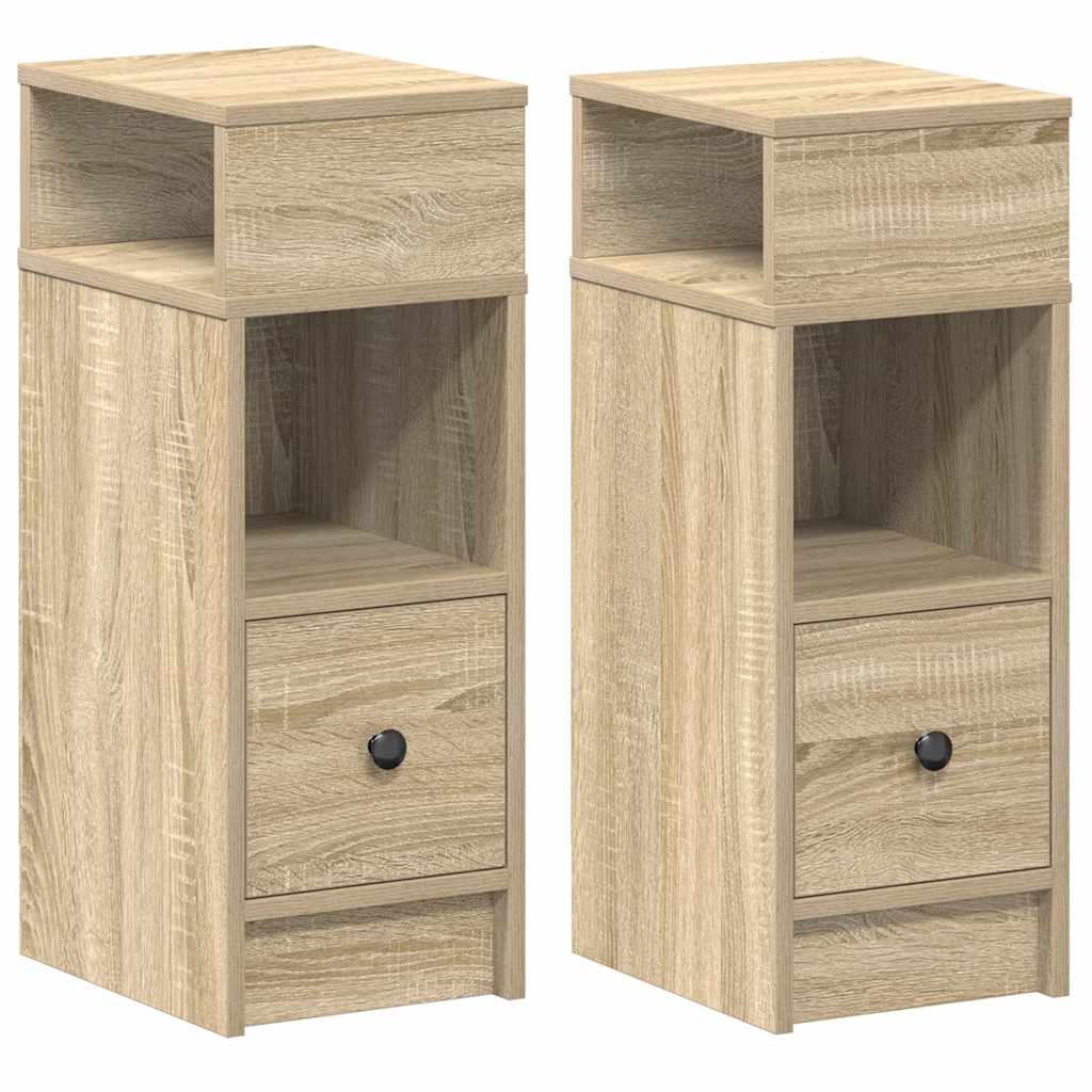 vidaXL Noptiere, 2 buc., cu sertar, Stejar Sonoma, 25x31x66 cm vidaXL Noptiere, 2 buc., cu sertar, Stejar Sonoma, 25x31x66 cm