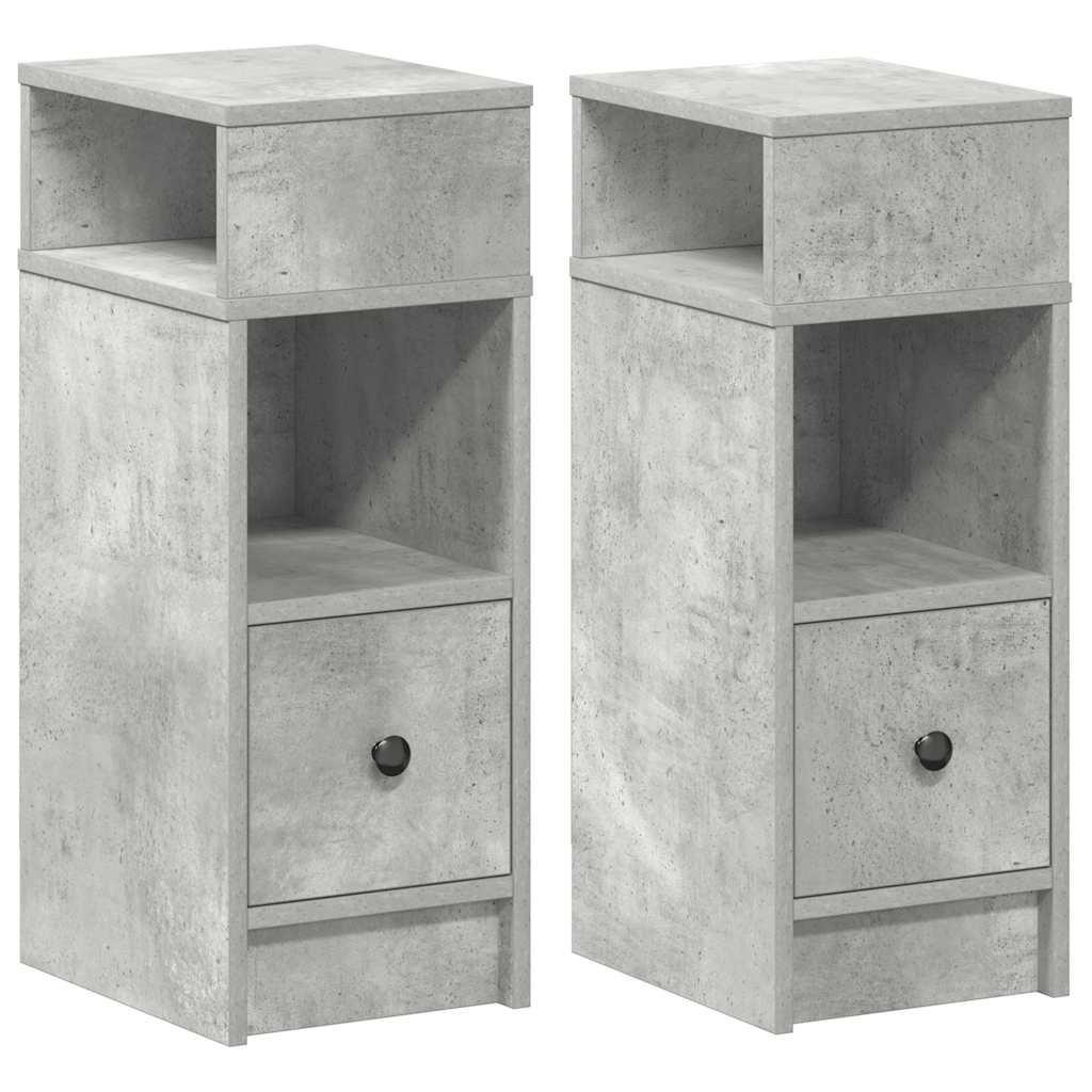 vidaXL Noptiere, 2 buc., cu sertar, Gri beton, 25x31x66 cm vidaXL Noptiere, 2 buc., cu sertar, Gri beton, 25x31x66 cm