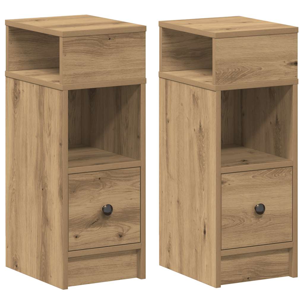 vidaXL Noptiere, 2 buc., cu sertar, stejar artizanal, 25x31x66 cm vidaXL Noptiere, 2 buc., cu sertar, stejar artizanal, 25x31x66 cm
