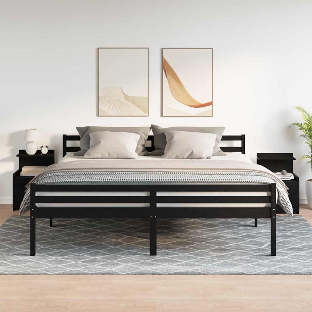 vidaXL Noptiere 2 buc. cu 2 sertare, negru, 40x36,5x62 cm