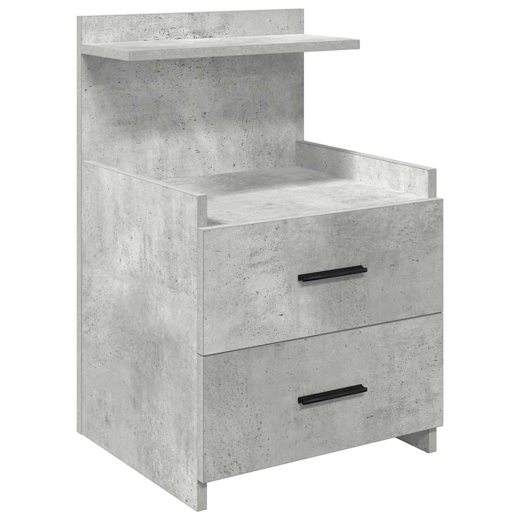 vidaXL Noptiere 2 buc. cu 2 sertare, gri beton, 40x36,5x62 cm