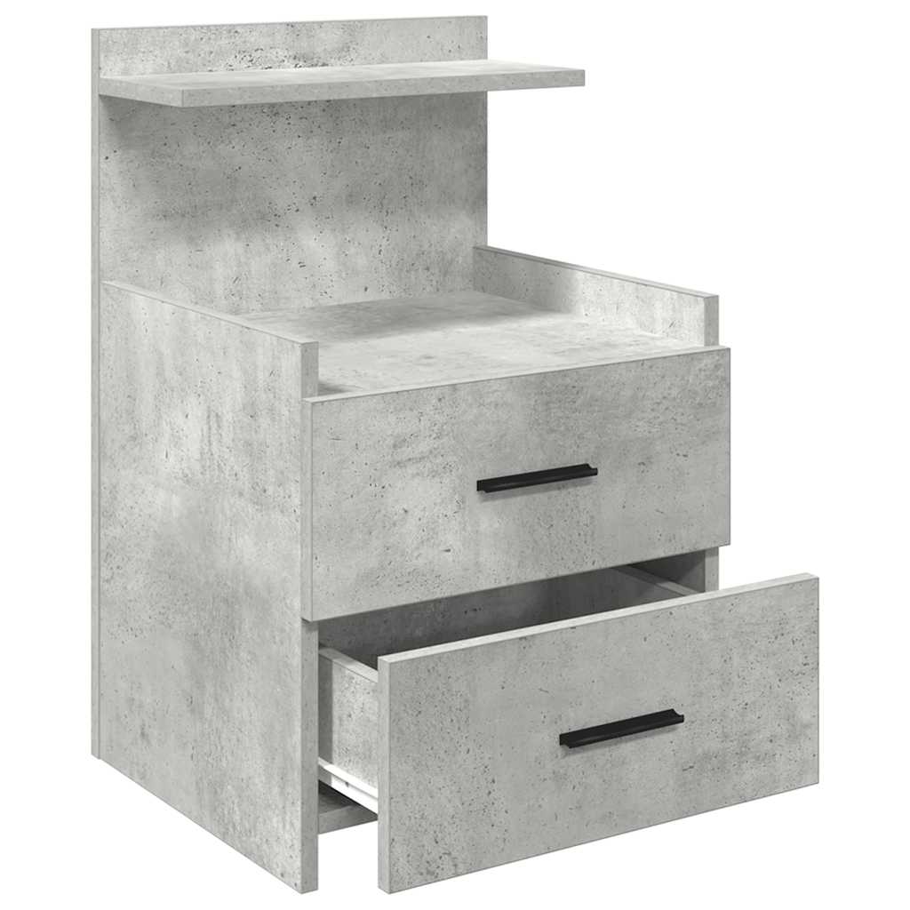 vidaXL Noptiere 2 buc. cu 2 sertare, gri beton, 40x36,5x62 cm