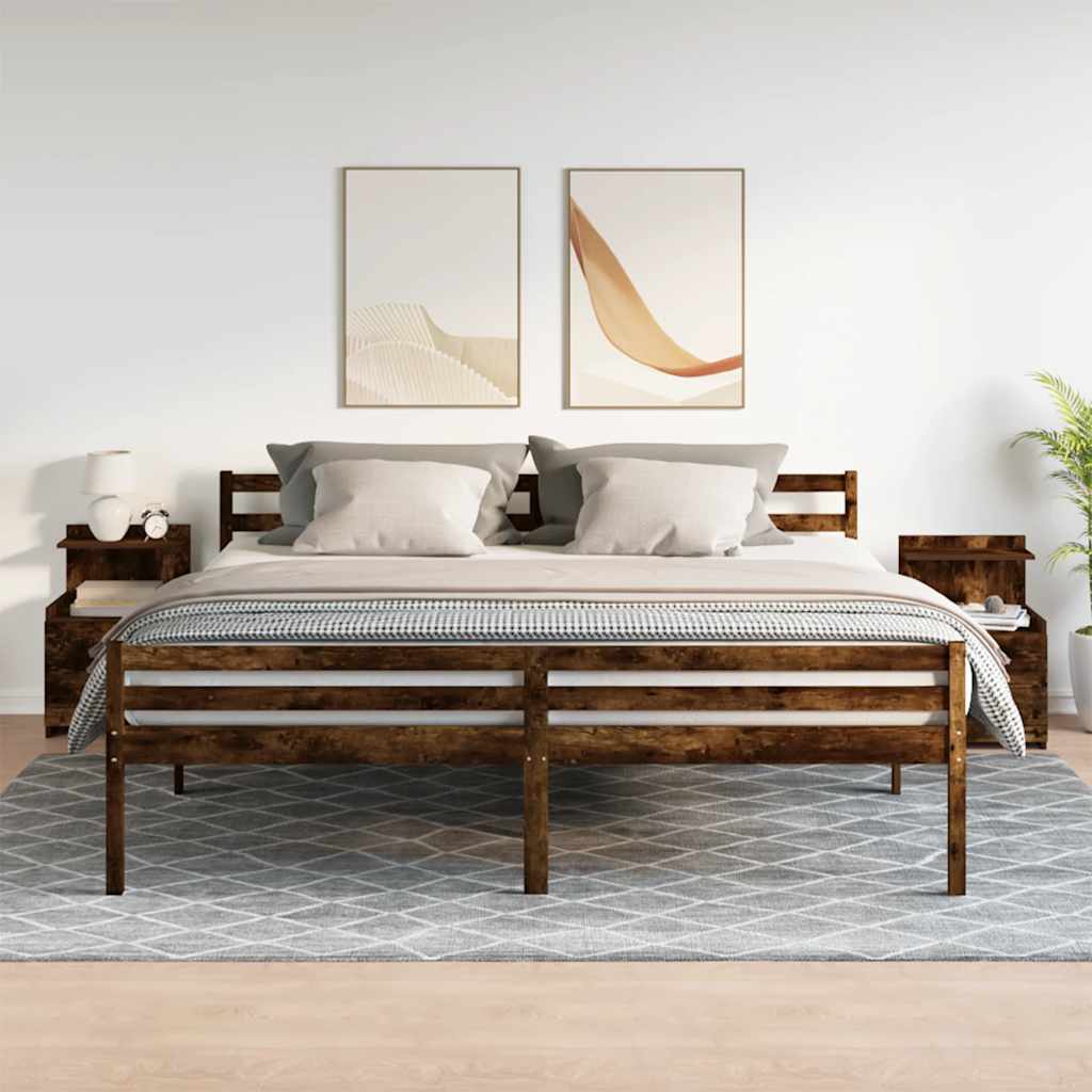vidaXL Noptiere 2 buc. cu 2 sertare, stejar afumat, 40x36,5x62 cm