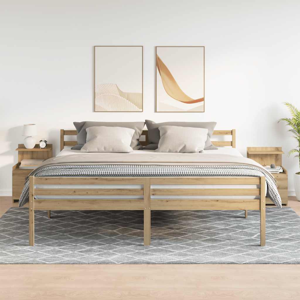 vidaXL Noptiere 2 buc. cu 2 sertare, stejar artizanal, 40x36,5x62 cm