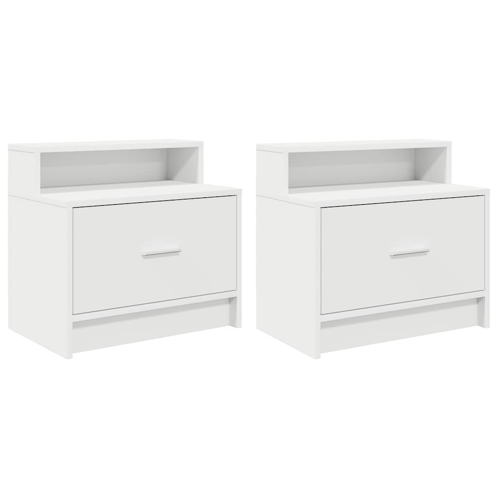 vidaXL Noptiere cu sertar 2 buc Alb 51x31x47 cm