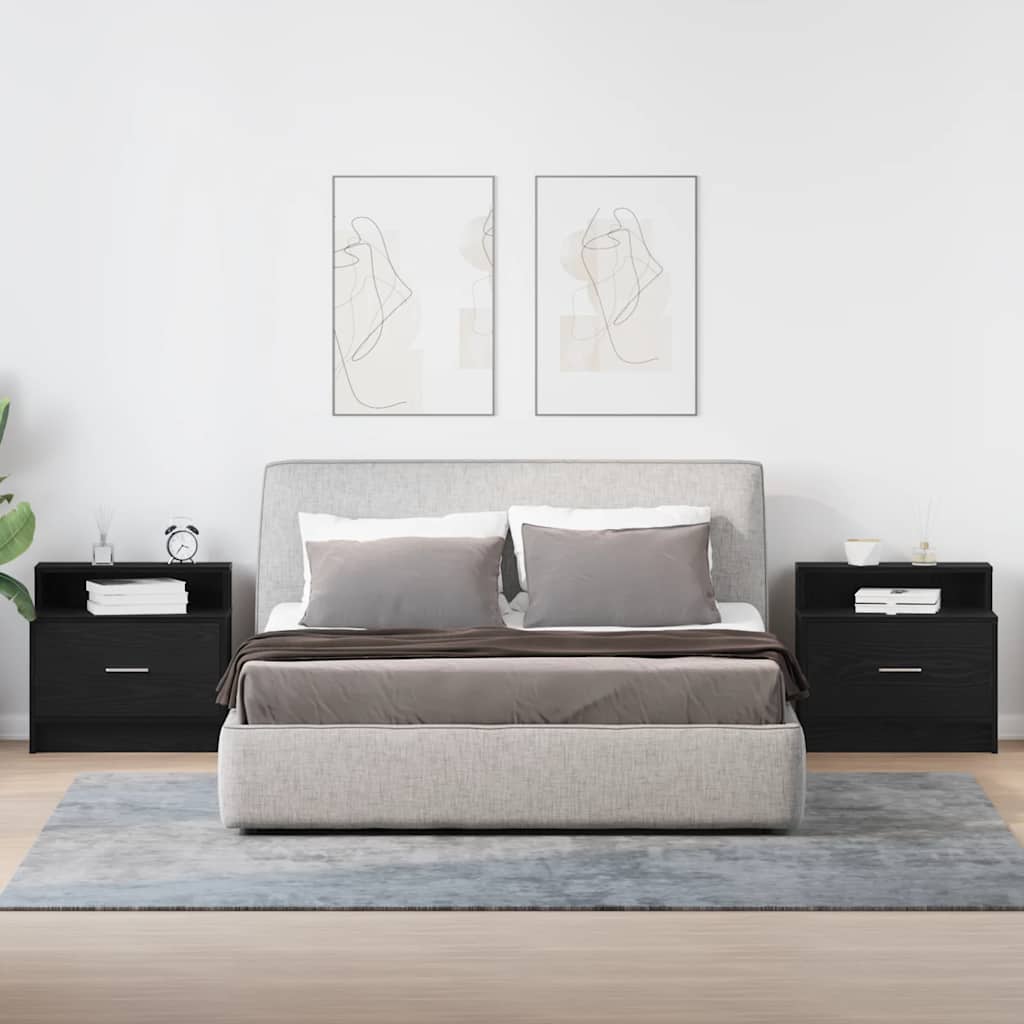 vidaXL Noptiere cu sertar 2 buc stejar negru 51x31x47 cm