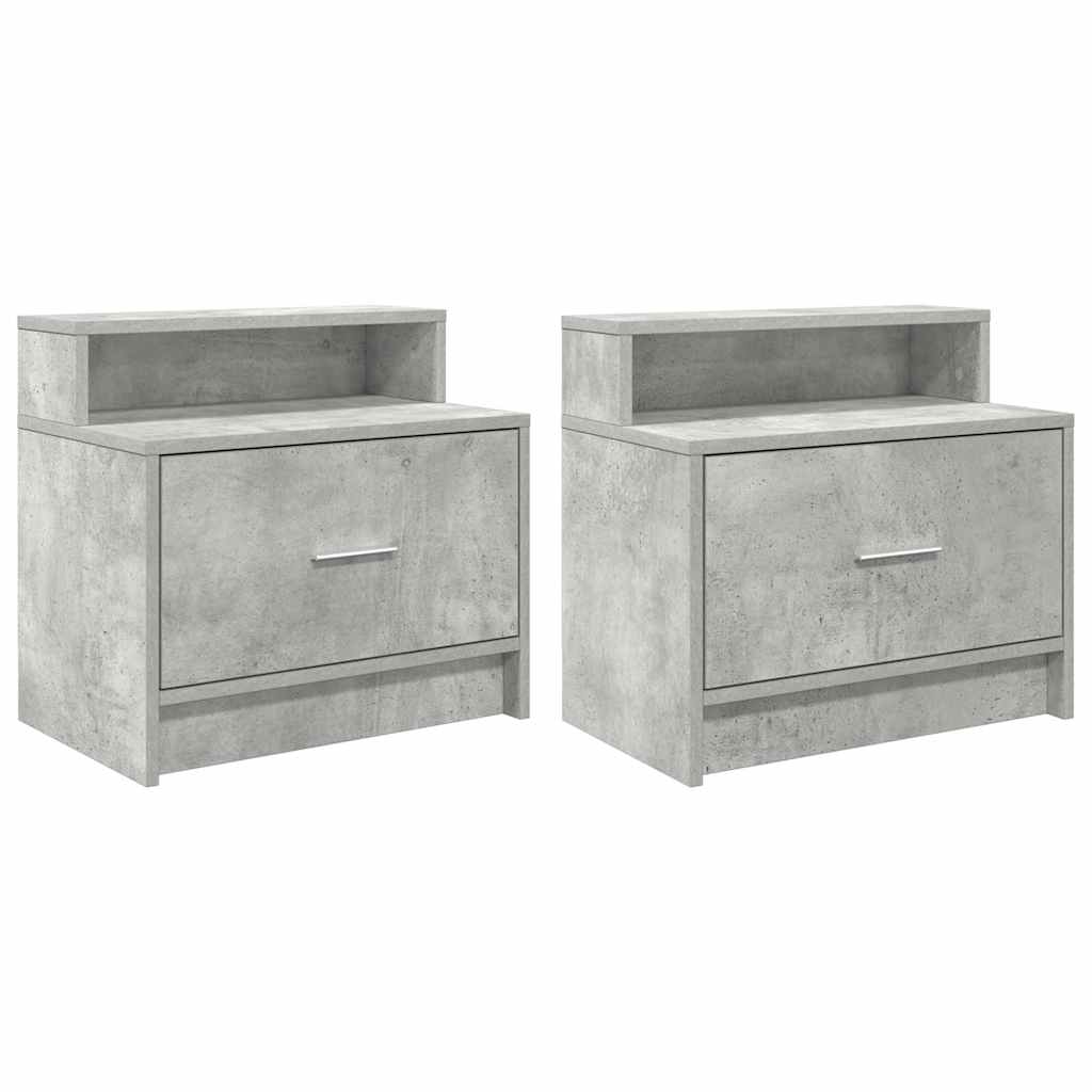 vidaXL Noptiere cu sertar 2 buc gri beton 51x31x47 cm