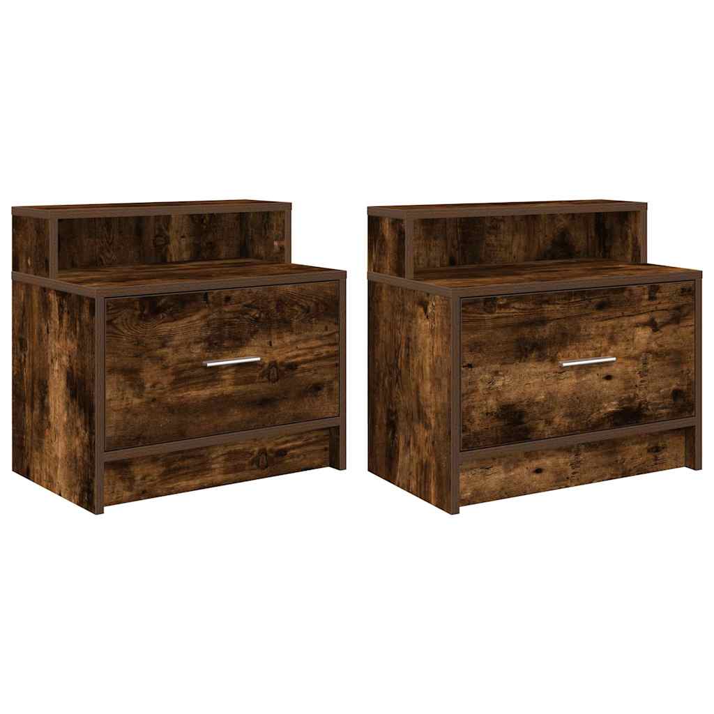 vidaXL Noptiere cu sertar 2 buc stejar afumat 51x31x47 cm