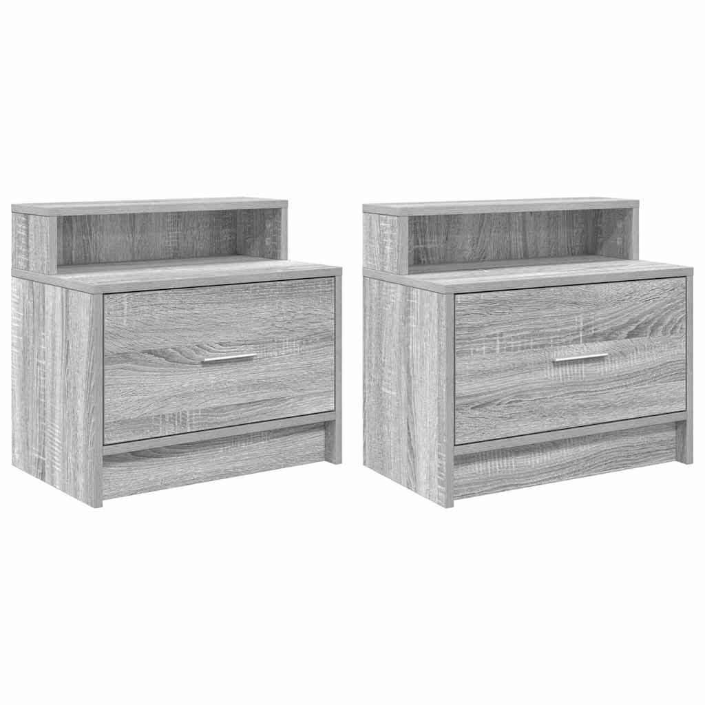 vidaXL Noptiere cu sertar 2 buc Gri Sonoma 51x31x47 cm