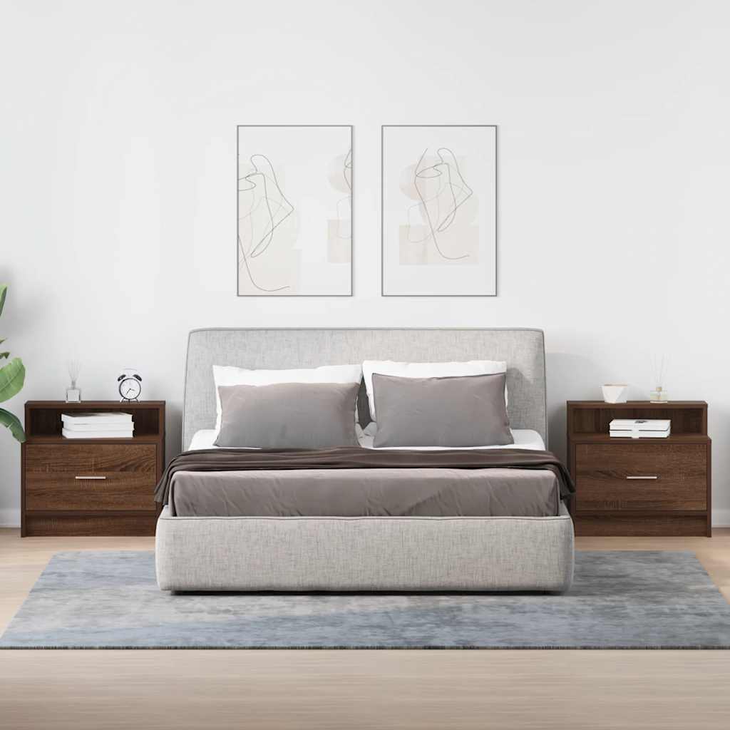 vidaXL Noptiere cu sertar 2 buc Stejar maro 51x31x47 cm