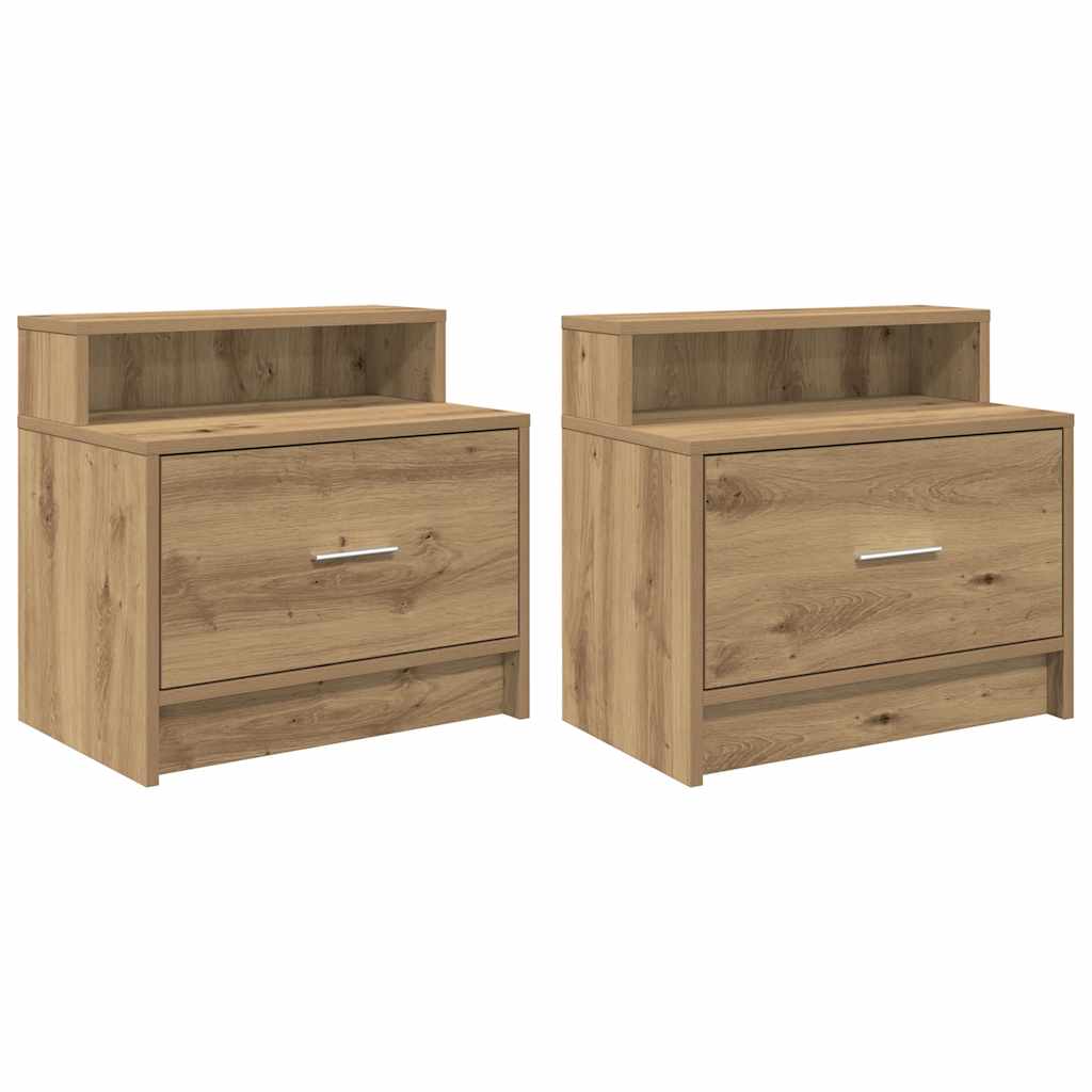 vidaXL Noptiere cu sertar 2 buc Stejar artizanal 51x31x47 cm