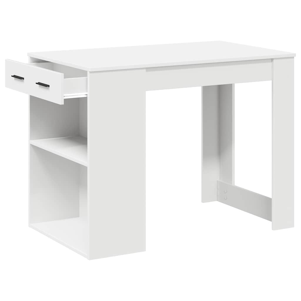 vidaXL Birou cu sertar și raft alb 102x62x77,5 cm lemn prelucrat vidaXL Birou cu sertar și raft alb 102x62x77,5 cm lemn prelucrat