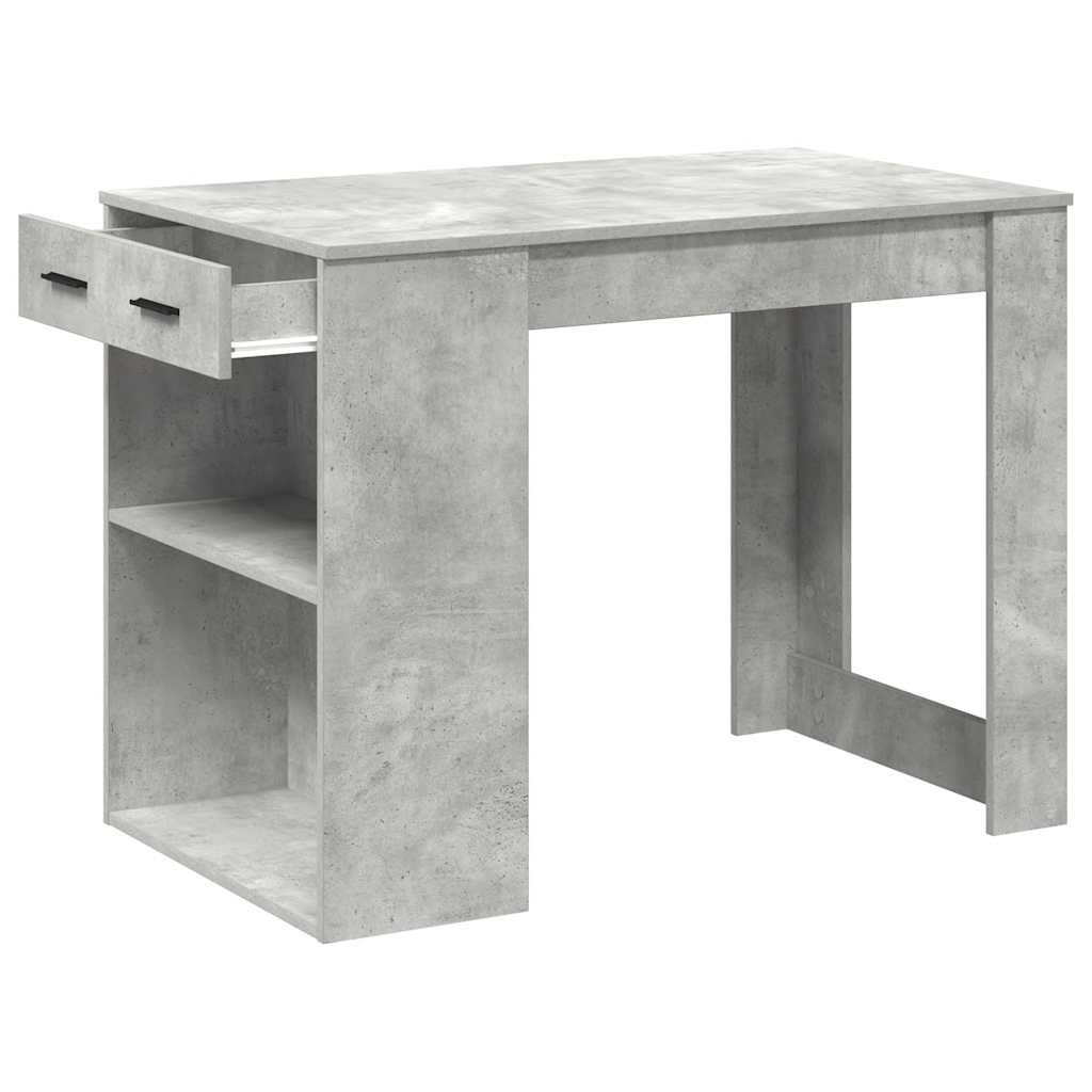 vidaXL Birou cu sertar și raft Gri beton 102x62x77,5 cm lemn prelucrat vidaXL Birou cu sertar și raft Gri beton 102x62x77,5 cm lemn prelucrat