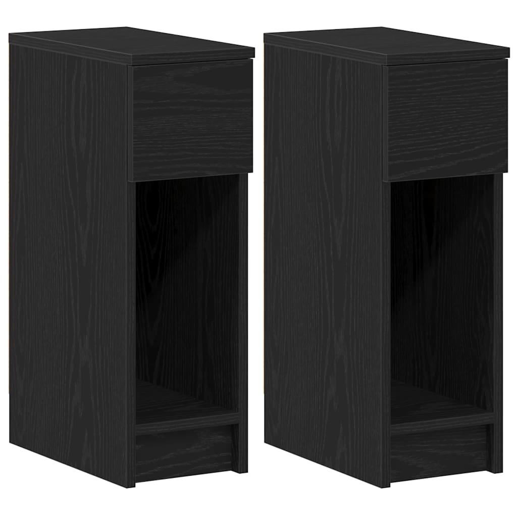 vidaXL Noptiere cu sertar 2 buc stejar negru 20x36x60 cm