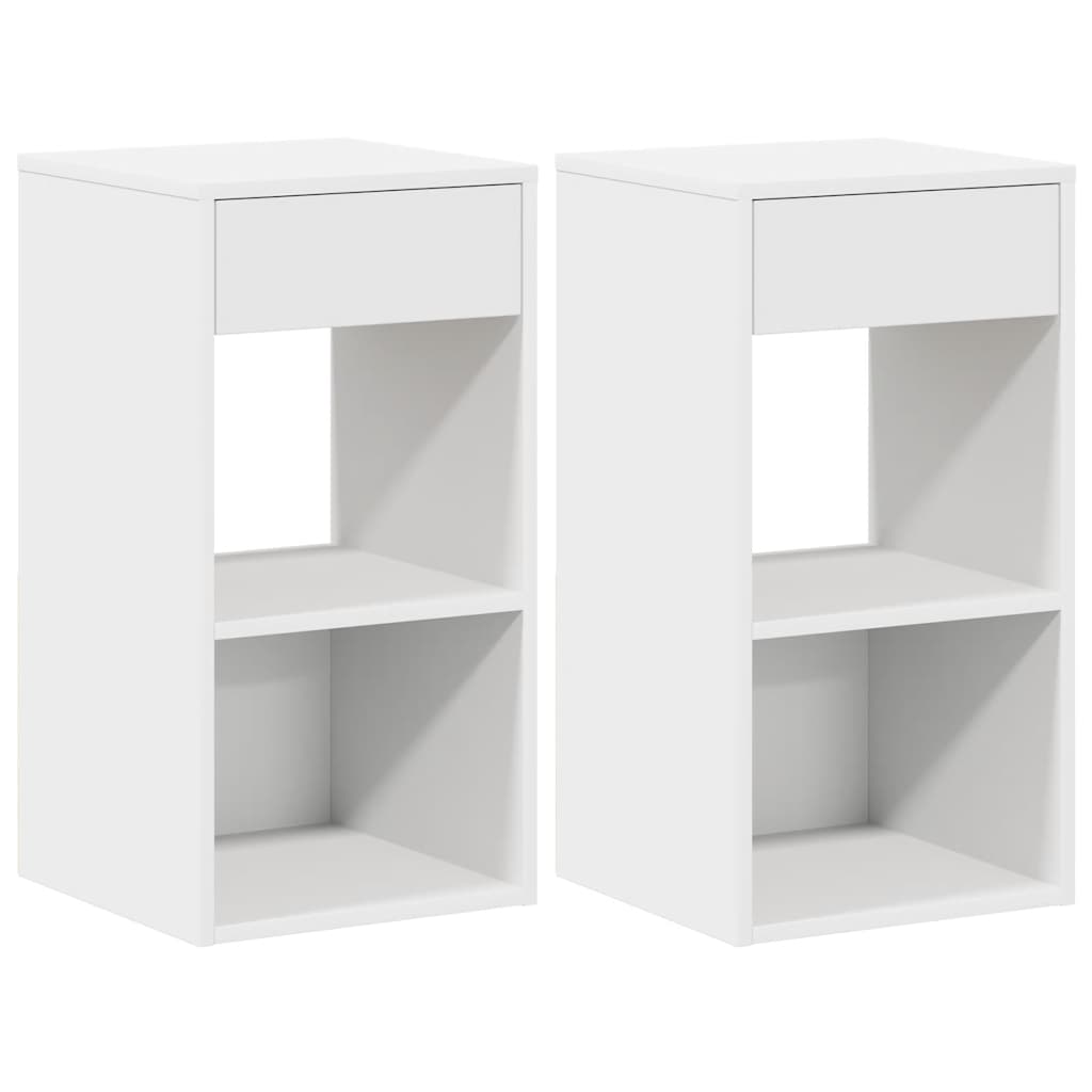 vidaXL Noptiere cu sertar 2 buc Alb 35x34x66,5 cm