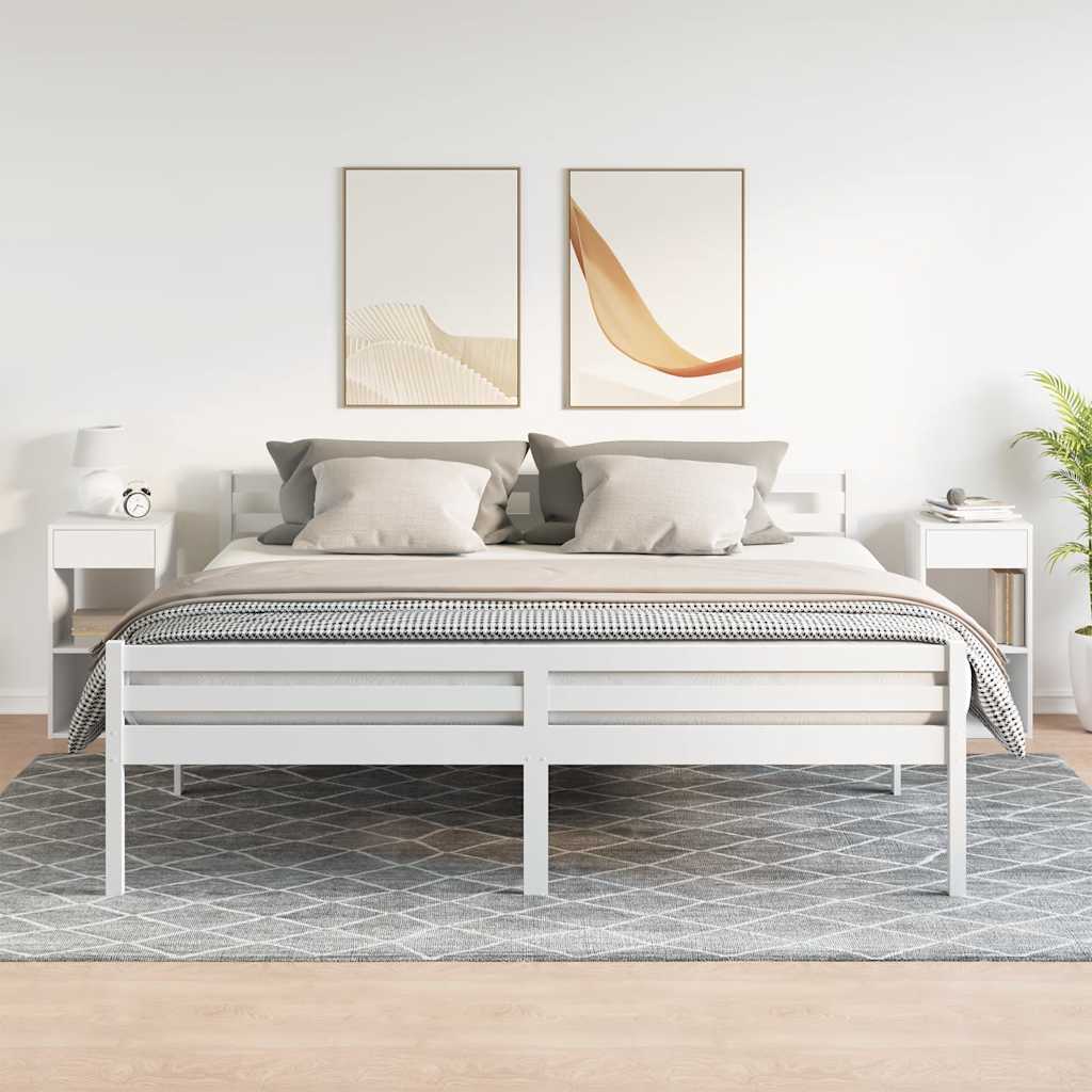 vidaXL Noptiere cu sertar 2 buc Alb 35x34x66,5 cm
