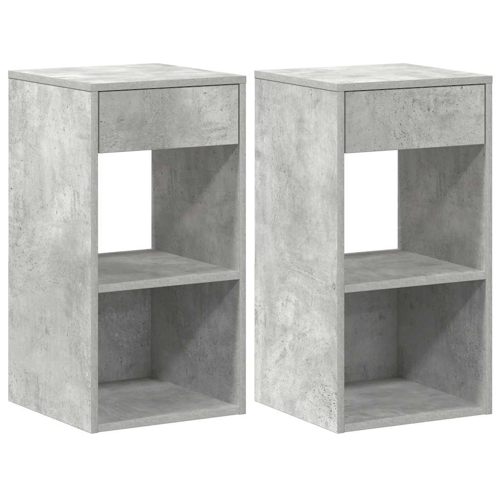 vidaXL Noptiere cu sertar 2 buc gri beton 35x34x66,5 cm