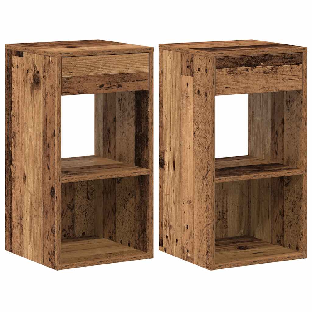 vidaXL Noptiere cu sertar 2 buc lemn vechi 35x34x66,5 cm