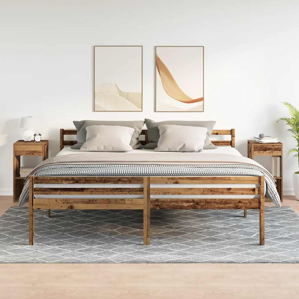 vidaXL Noptiere cu sertar 2 buc lemn vechi 35x34x66,5 cm