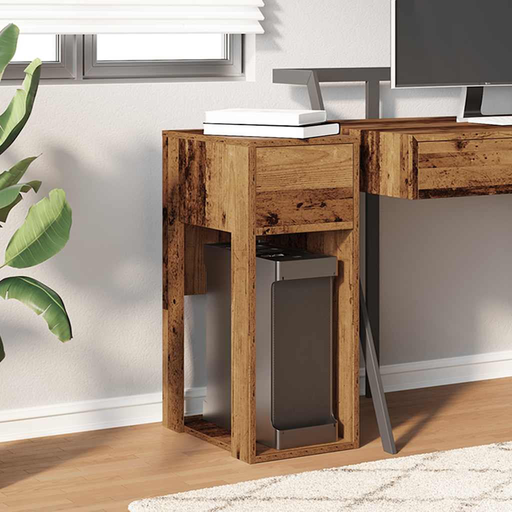 vidaXL Suport turn pentru computer cu sertar lemn vechi 30x44x74 cm