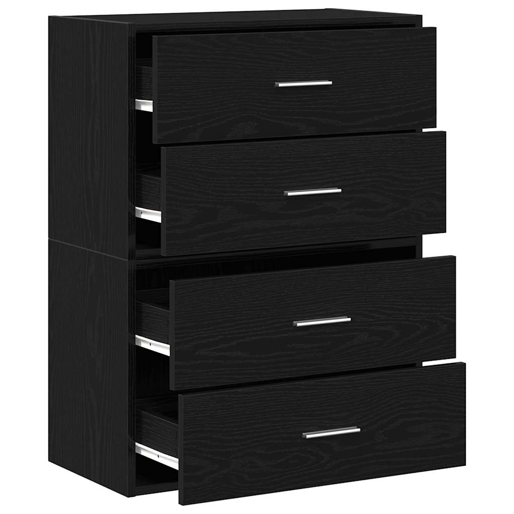 vidaXL Dulapuri cu 2 sertare 2 buc stejar negru Lemn prelucrat
