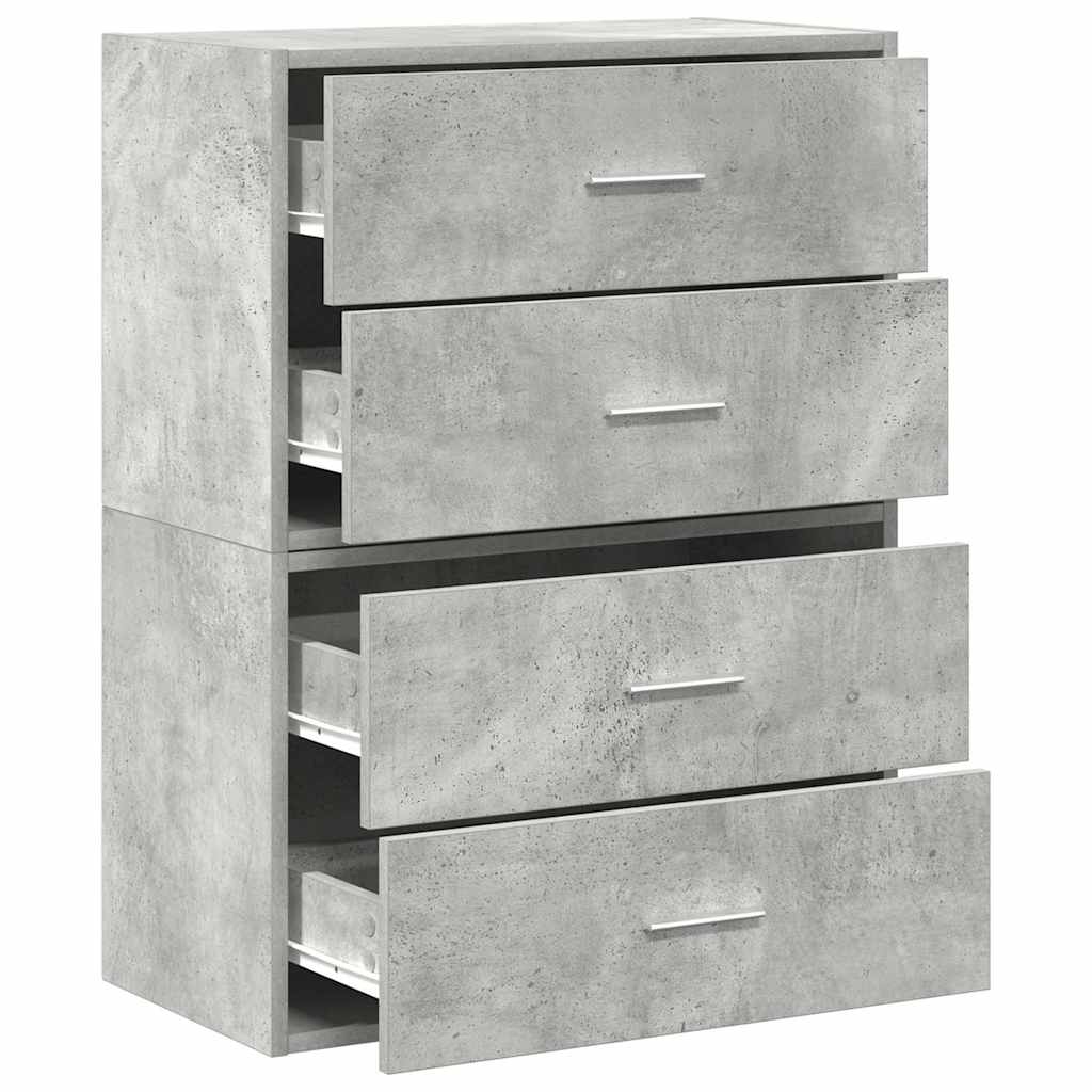vidaXL Dulapuri cu 2 sertare 2 buc Beton Gri 60x31x40cm Lemn prelucrat