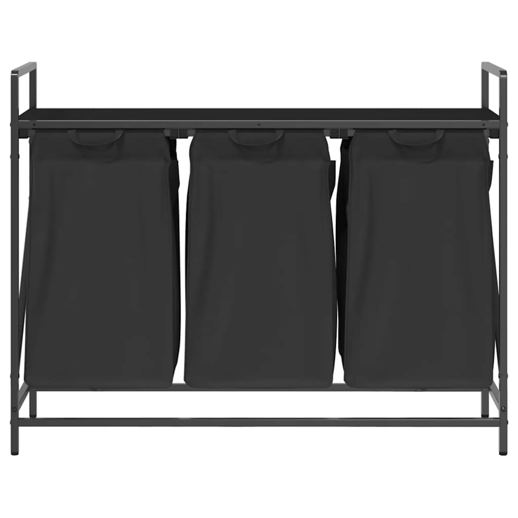 vidaXL Coș de rufe 3 compartimente cu raft stejar negru vidaXL Coș de rufe 3 compartimente cu raft stejar negru