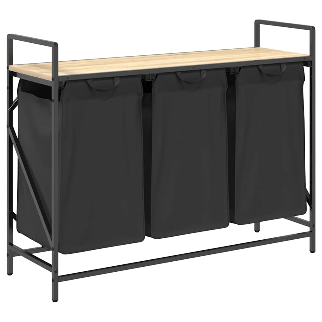 vidaXL Coș de rufe 3 compartimente cu raft stejar sonoma vidaXL Coș de rufe 3 compartimente cu raft stejar sonoma