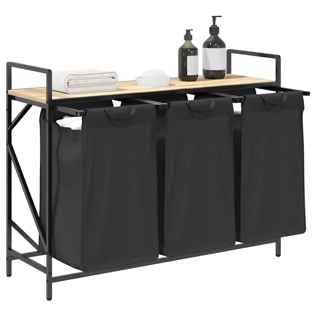 vidaXL Coș de rufe 3 compartimente cu raft stejar sonoma vidaXL Coș de rufe 3 compartimente cu raft stejar sonoma