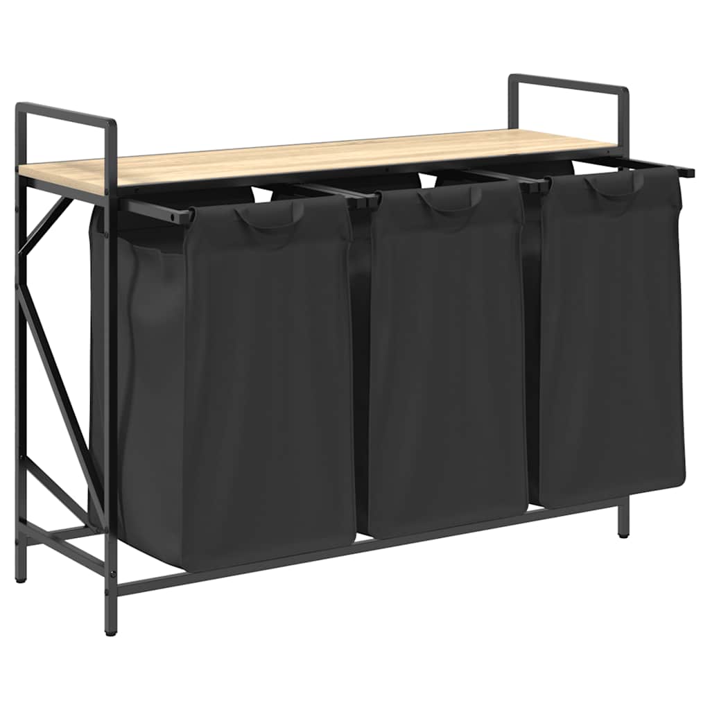 vidaXL Coș de rufe 3 compartimente cu raft stejar sonoma vidaXL Coș de rufe 3 compartimente cu raft stejar sonoma