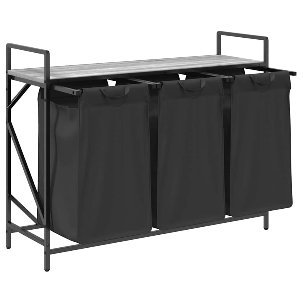 vidaXL Coș de rufe 3 compartimente cu raft sonoma gri vidaXL Coș de rufe 3 compartimente cu raft sonoma gri