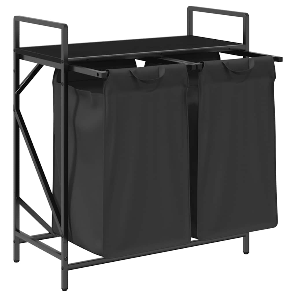 vidaXL Coș de rufe 2 compartimente cu raft stejar negru vidaXL Coș de rufe 2 compartimente cu raft stejar negru