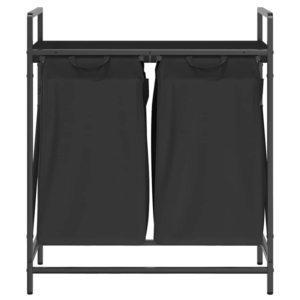 vidaXL Coș de rufe 2 compartimente cu raft stejar negru vidaXL Coș de rufe 2 compartimente cu raft stejar negru