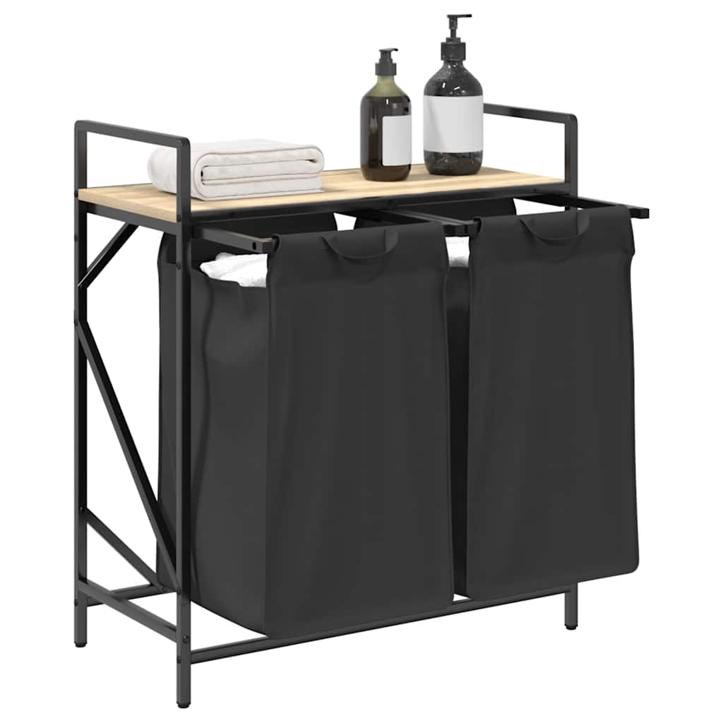vidaXL Coș de rufe 2 compartimente cu raft stejar sonoma vidaXL Coș de rufe 2 compartimente cu raft stejar sonoma