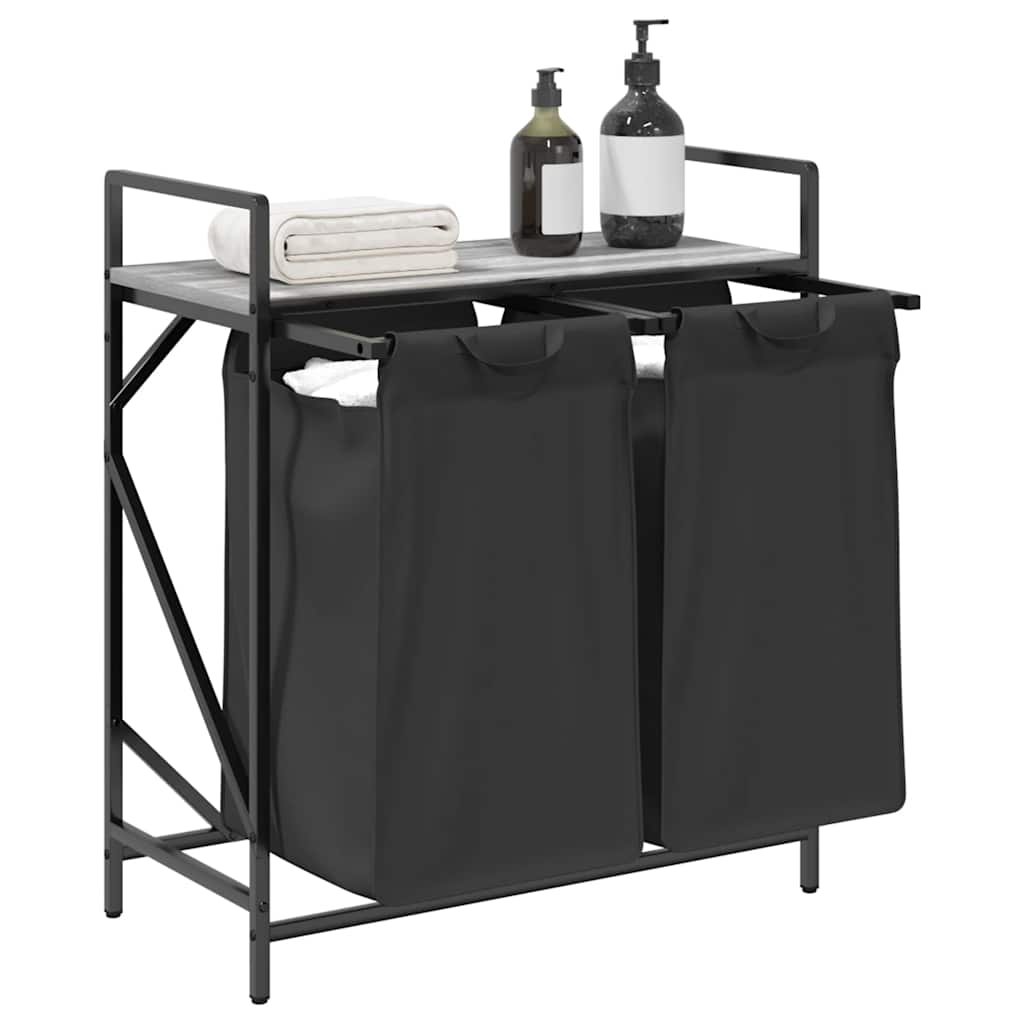 vidaXL Coș de rufe 2 compartimente cu raft sonoma gri vidaXL Coș de rufe 2 compartimente cu raft sonoma gri