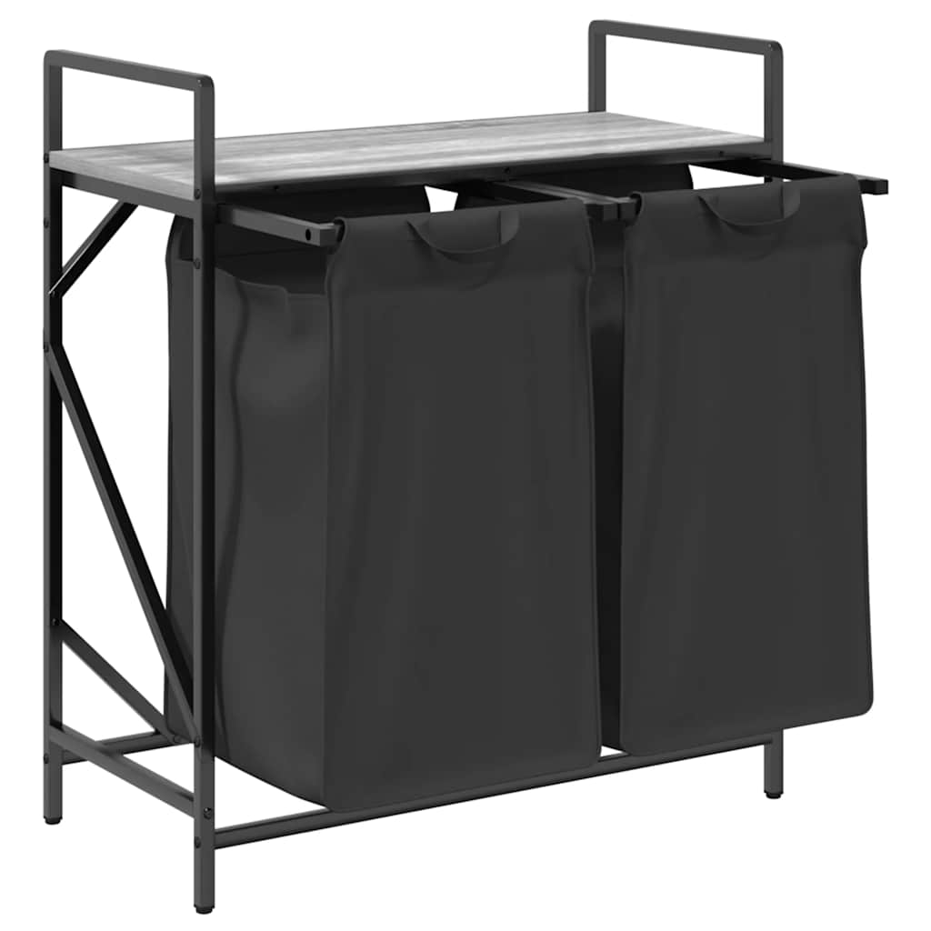 vidaXL Coș de rufe 2 compartimente cu raft sonoma gri vidaXL Coș de rufe 2 compartimente cu raft sonoma gri