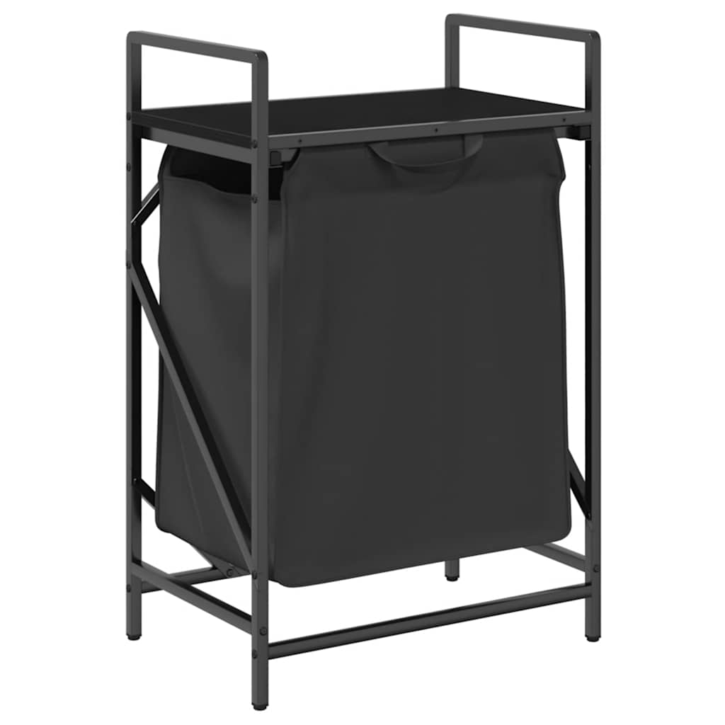 vidaXL Coș de rufe 1 compartiment cu raft stejar negru