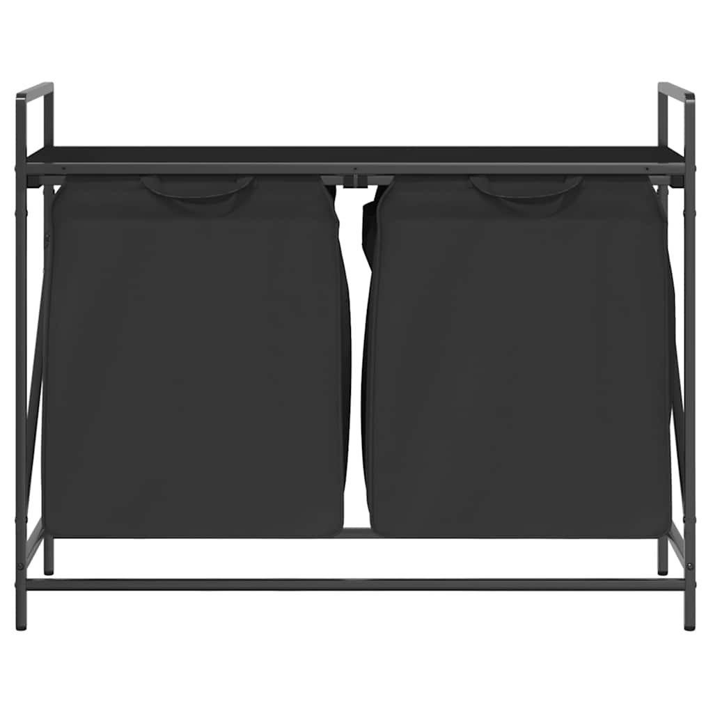 vidaXL Coș de rufe 2 compartimente cu raft stejar negru