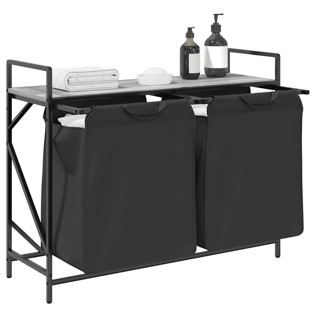 vidaXL Coș de rufe 2 compartimente cu raft sonoma gri vidaXL Coș de rufe 2 compartimente cu raft sonoma gri