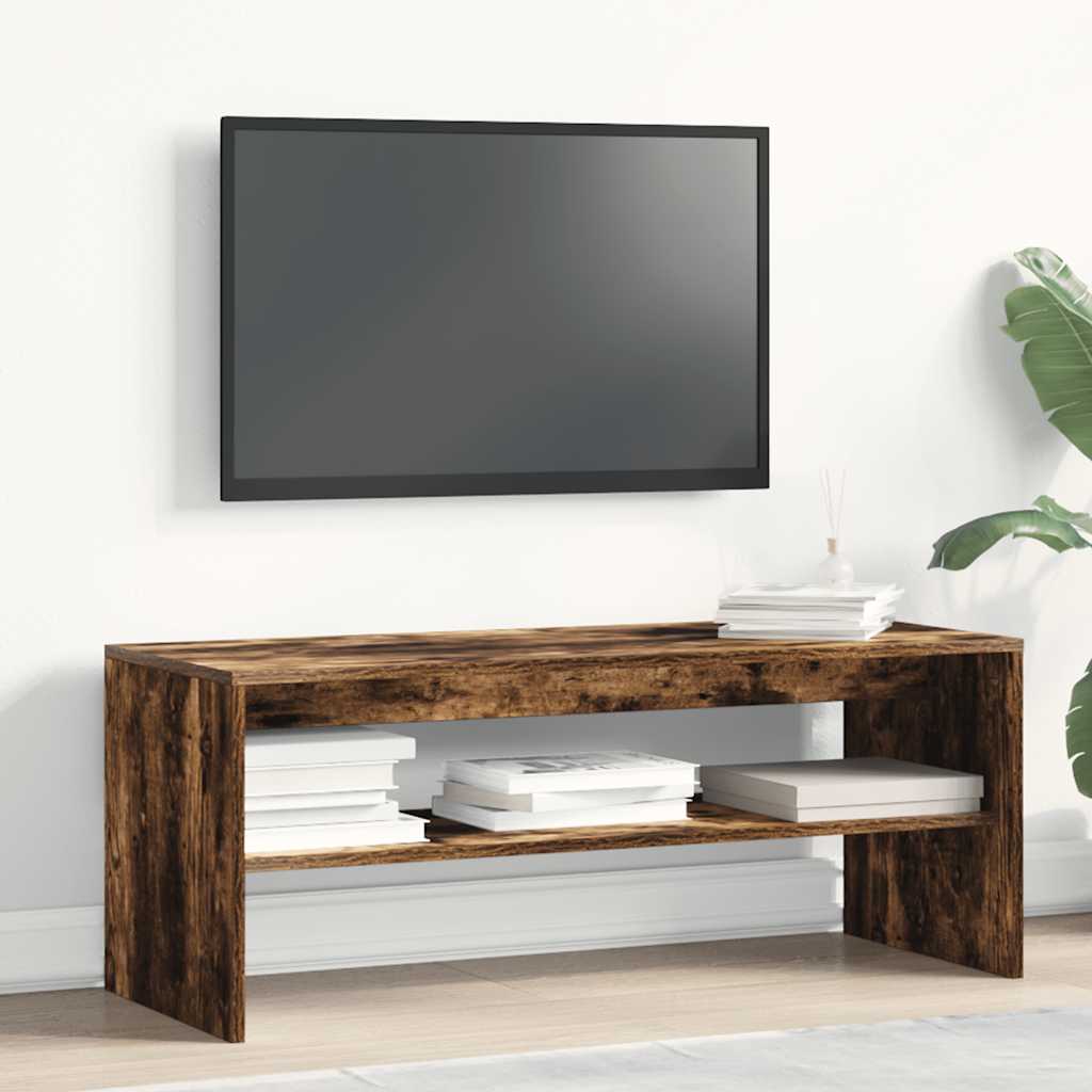 vidaXL Comodă TV, stejar fumuriu, 100x40x40 cm, lemn compozit vidaXL Comodă TV, stejar fumuriu, 100x40x40 cm, lemn compozit
