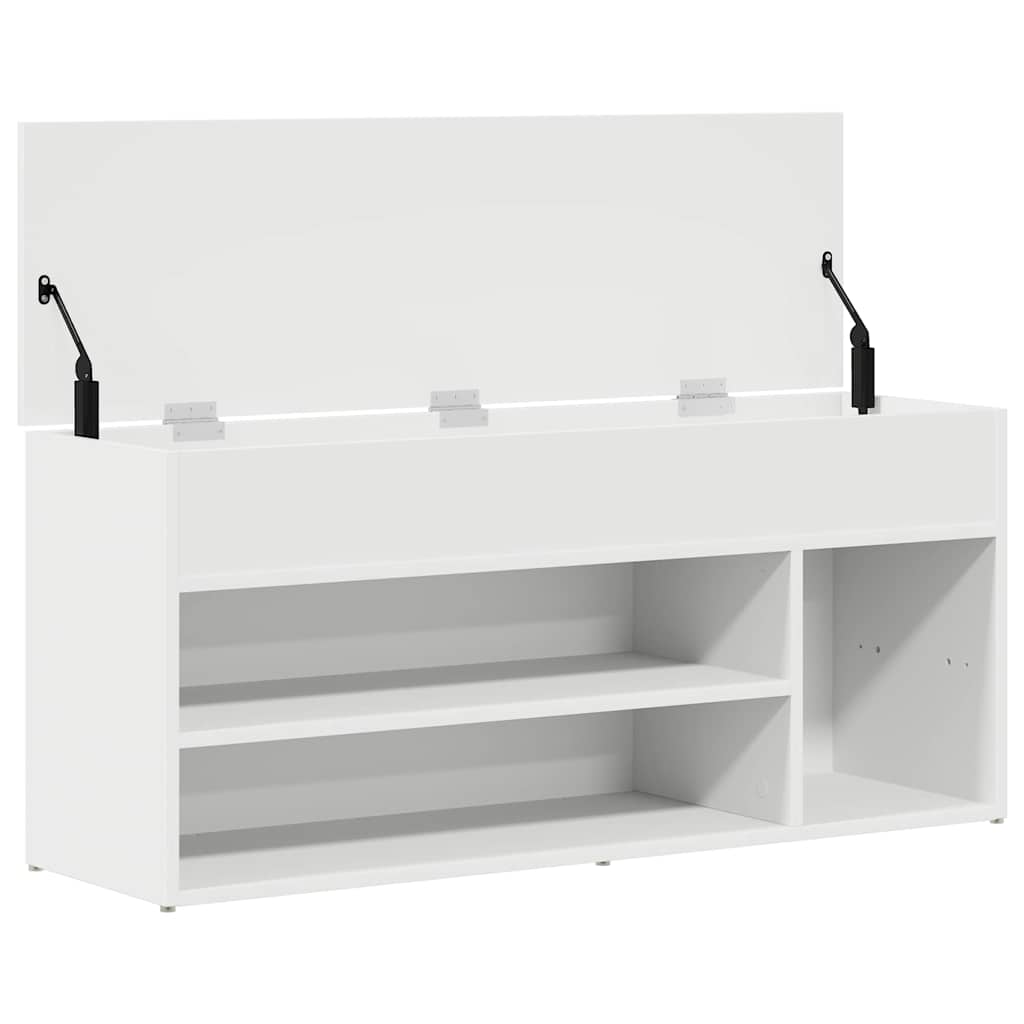vidaXL Bancă de pantofi, alb, 102x30,5x45 cm, lemn prelucrat vidaXL Bancă de pantofi, alb, 102x30,5x45 cm, lemn prelucrat