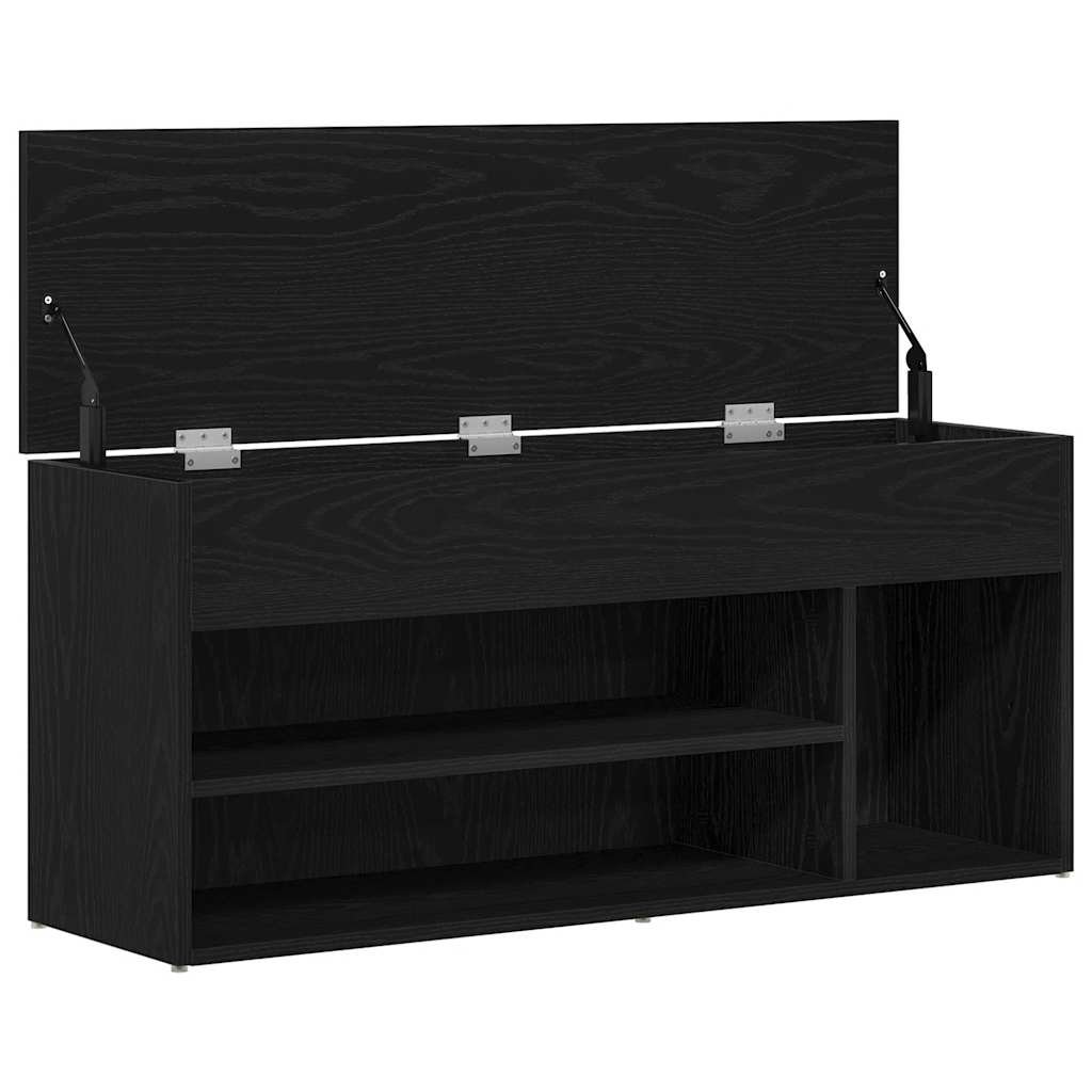 vidaXL Bancă de pantofi Stejar negru 102x30,5x45 cm Lemn prelucrat vidaXL Bancă de pantofi Stejar negru 102x30,5x45 cm Lemn prelucrat