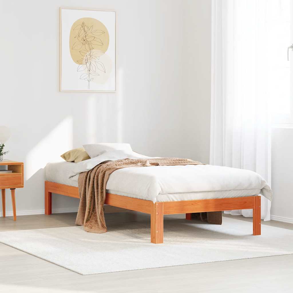 vidaXL Cadru de pat fără saltea maro ceruit 80x200 cm lemn masiv pin