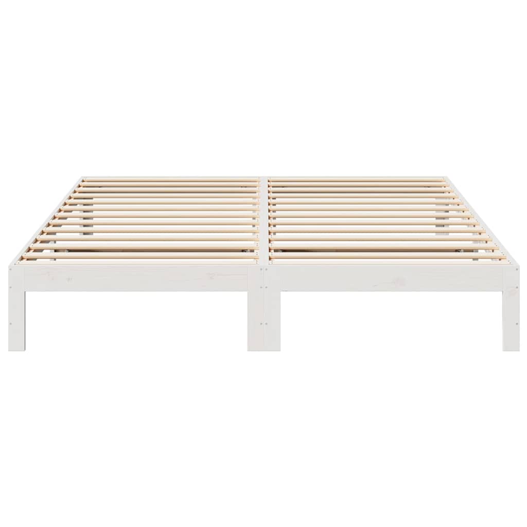 vidaXL Cadru de pat fără saltea, alb, 160x200 cm, lemn masiv pin
