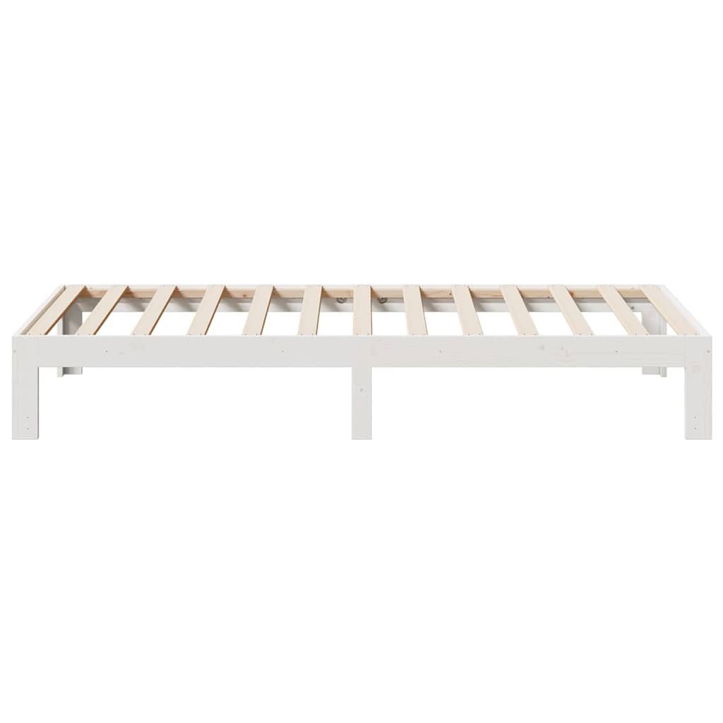 vidaXL Cadru de pat fără saltea, alb, 90x200 cm, lemn masiv pin