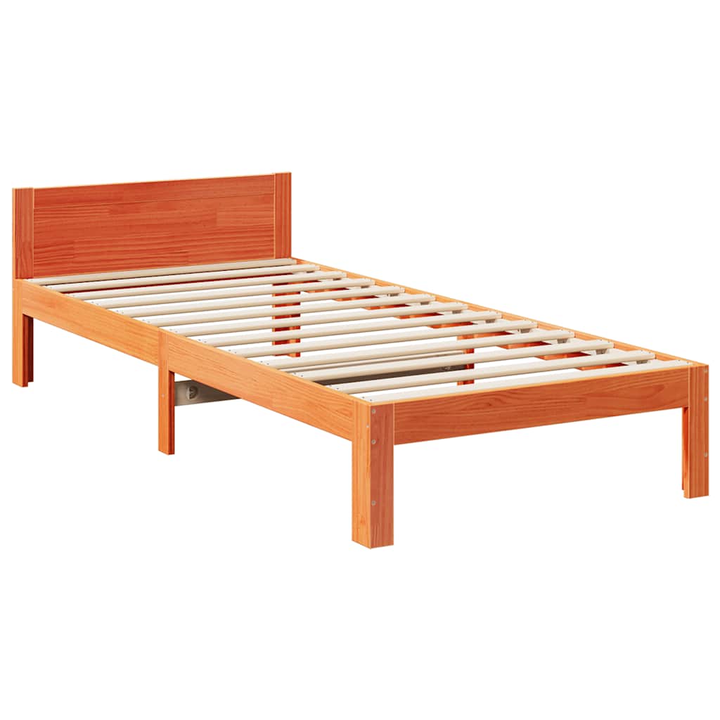 vidaXL Cadru de pat fără saltea maro ceruit 80x200 cm lemn masiv pin vidaXL Cadru de pat fără saltea maro ceruit 80x200 cm lemn masiv pin