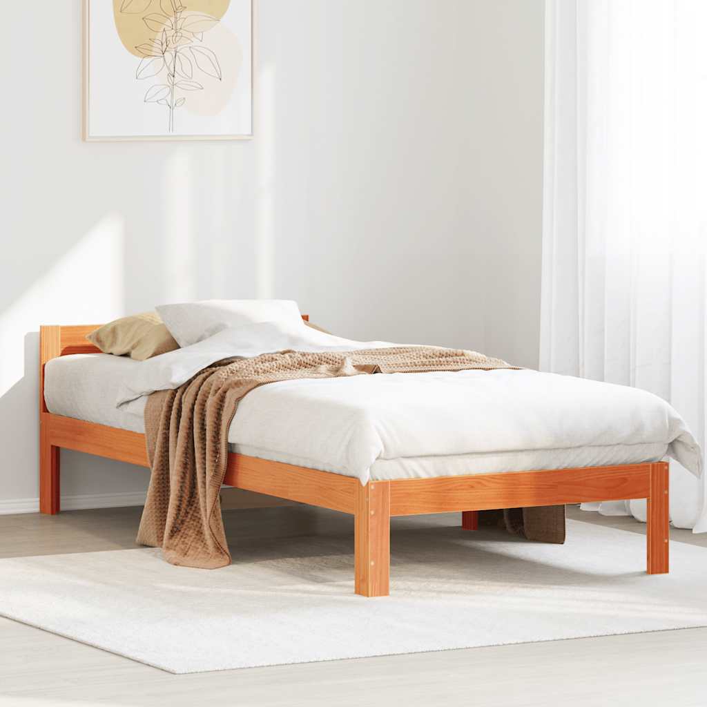 vidaXL Cadru de pat fără saltea maro ceruit 80x200 cm lemn masiv pin vidaXL Cadru de pat fără saltea maro ceruit 80x200 cm lemn masiv pin
