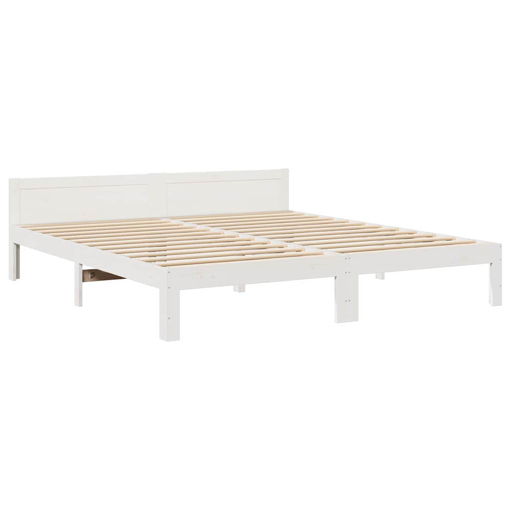 vidaXL Cadru de pat fără saltea, alb, 160x200 cm, lemn masiv pin
