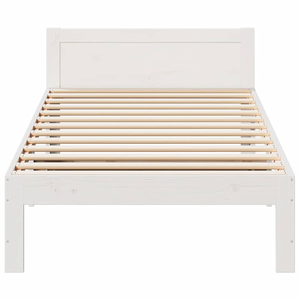 vidaXL Cadru de pat fără saltea, alb, 90x200 cm, lemn masiv pin