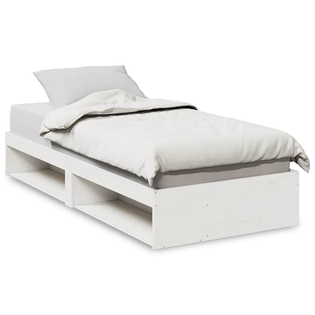 vidaXL Pat de zi fără saltea alb 100x200 cm lemn masiv de pin